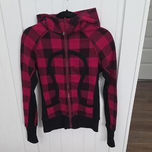 lululemon athletica Red and Black Checkered Scuba Hoodie